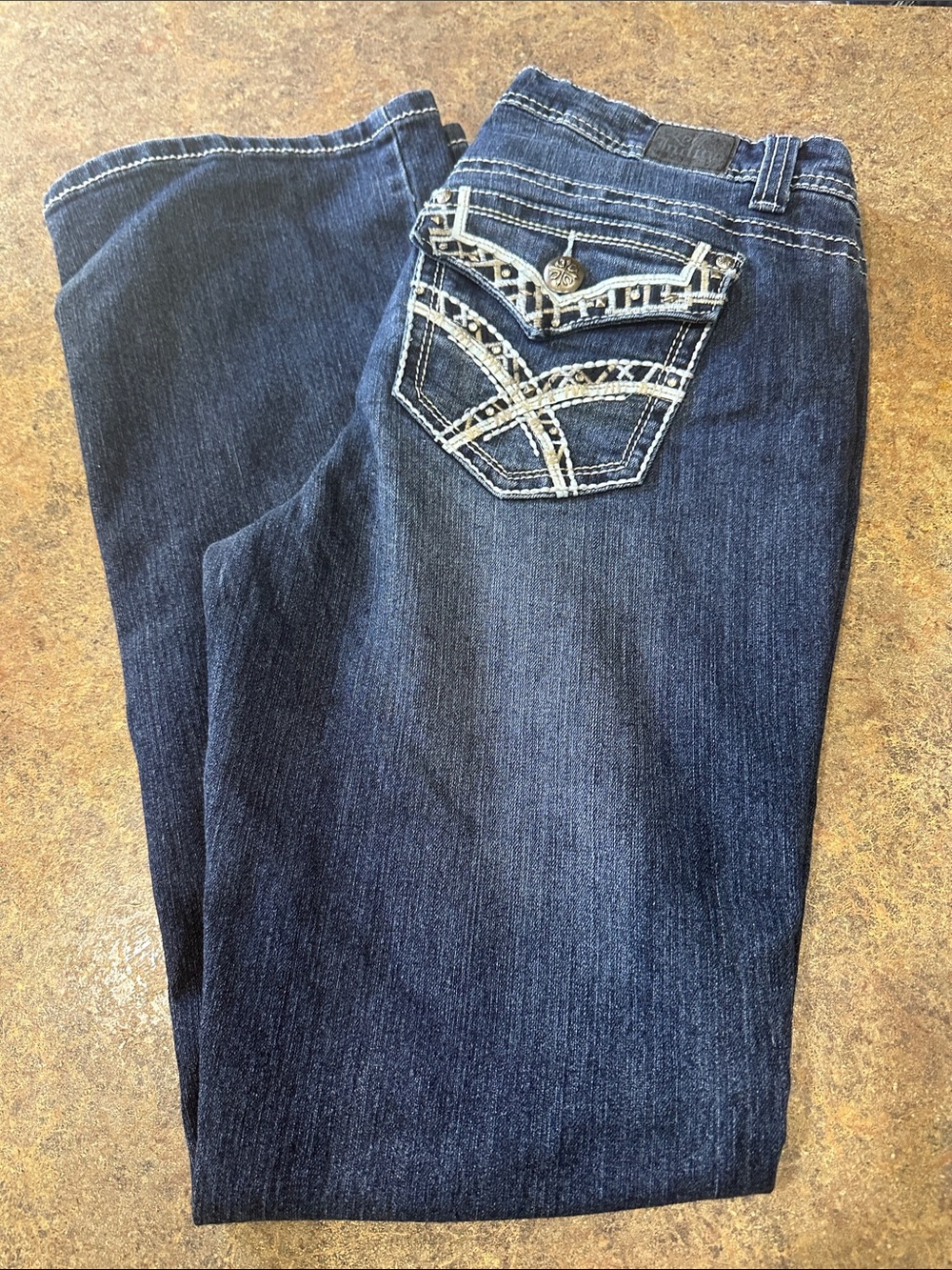 Dark Blue Embellished Pocket Women's Jeans